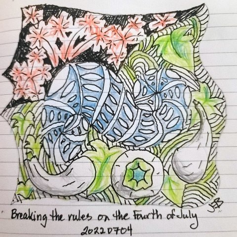 Zentangle featuring representations of crookneck squash
