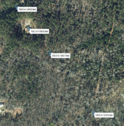 Satellite image of elevations near home